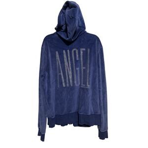 Victoria's Secret Supermodel Essential Blue Velour Velvet Zip Angel Sweater L